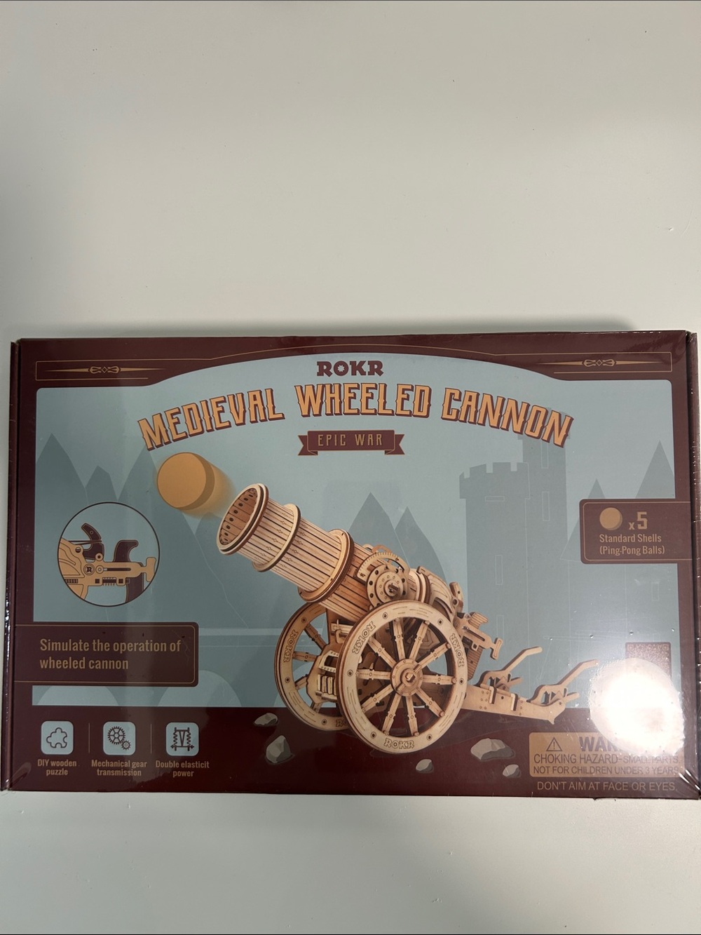 ROKR Medieval Wheeled Cannon Wooden Model Kit